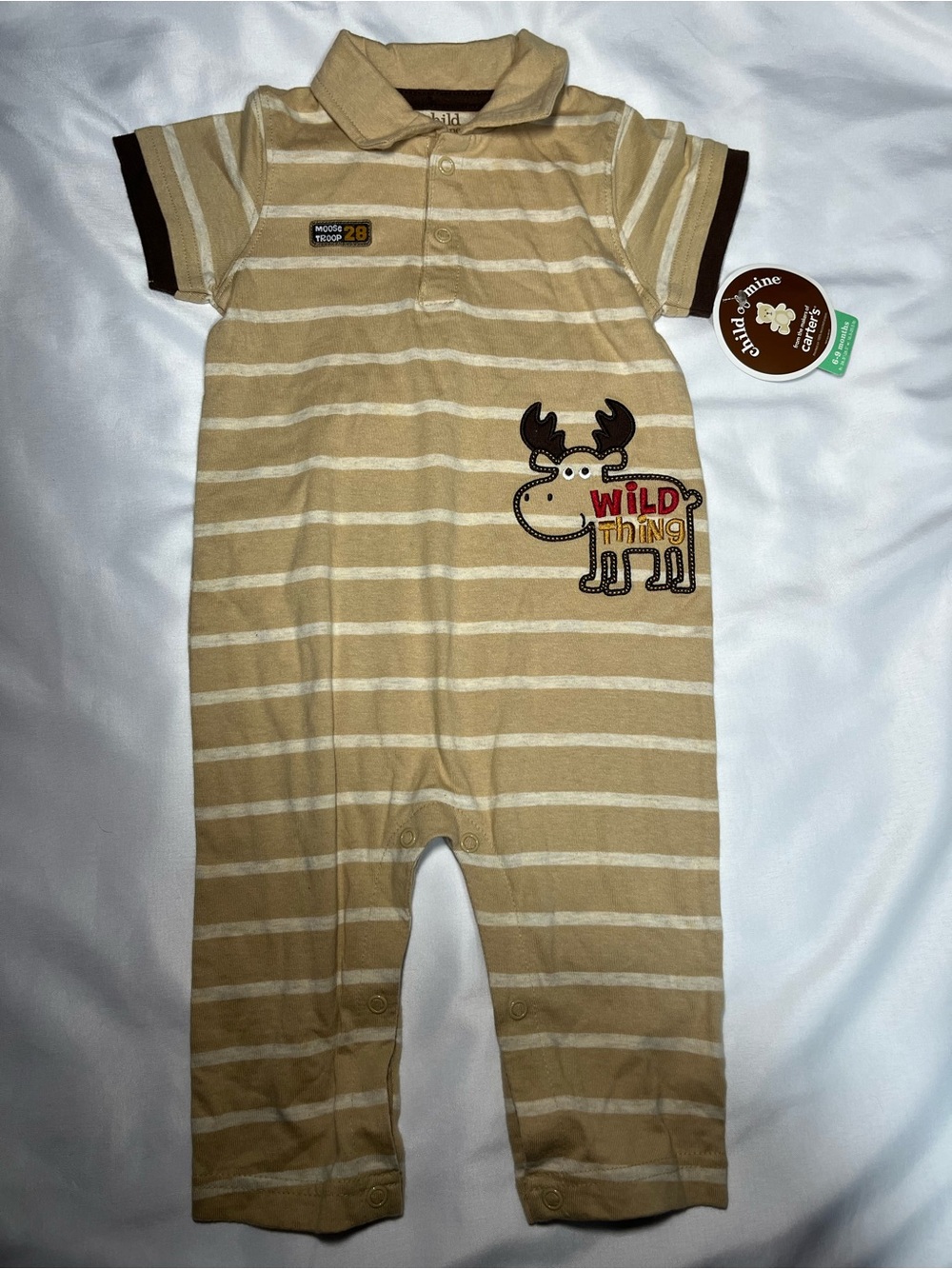 Carter’s Child of Mine Romper 6-9M Moose Wild Thing Short Sleeve NWT Baby